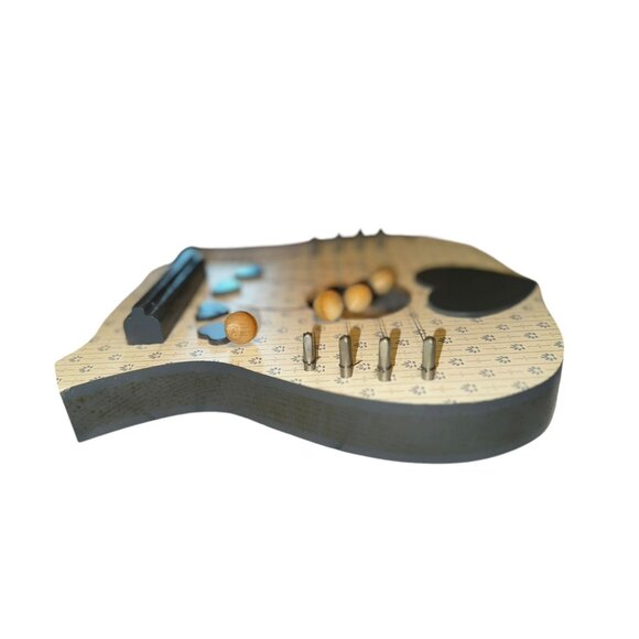 Vintage Van Klein Wood Door Harp Wall Hanging With Heart Design - Picture 5 of 6